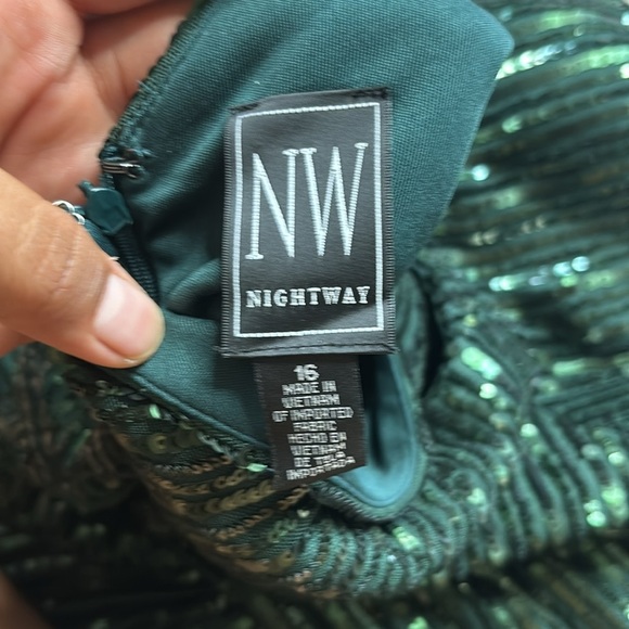 Nightway Faux-Wrap Sleeveless Sequin Gown - Picture 11 of 12